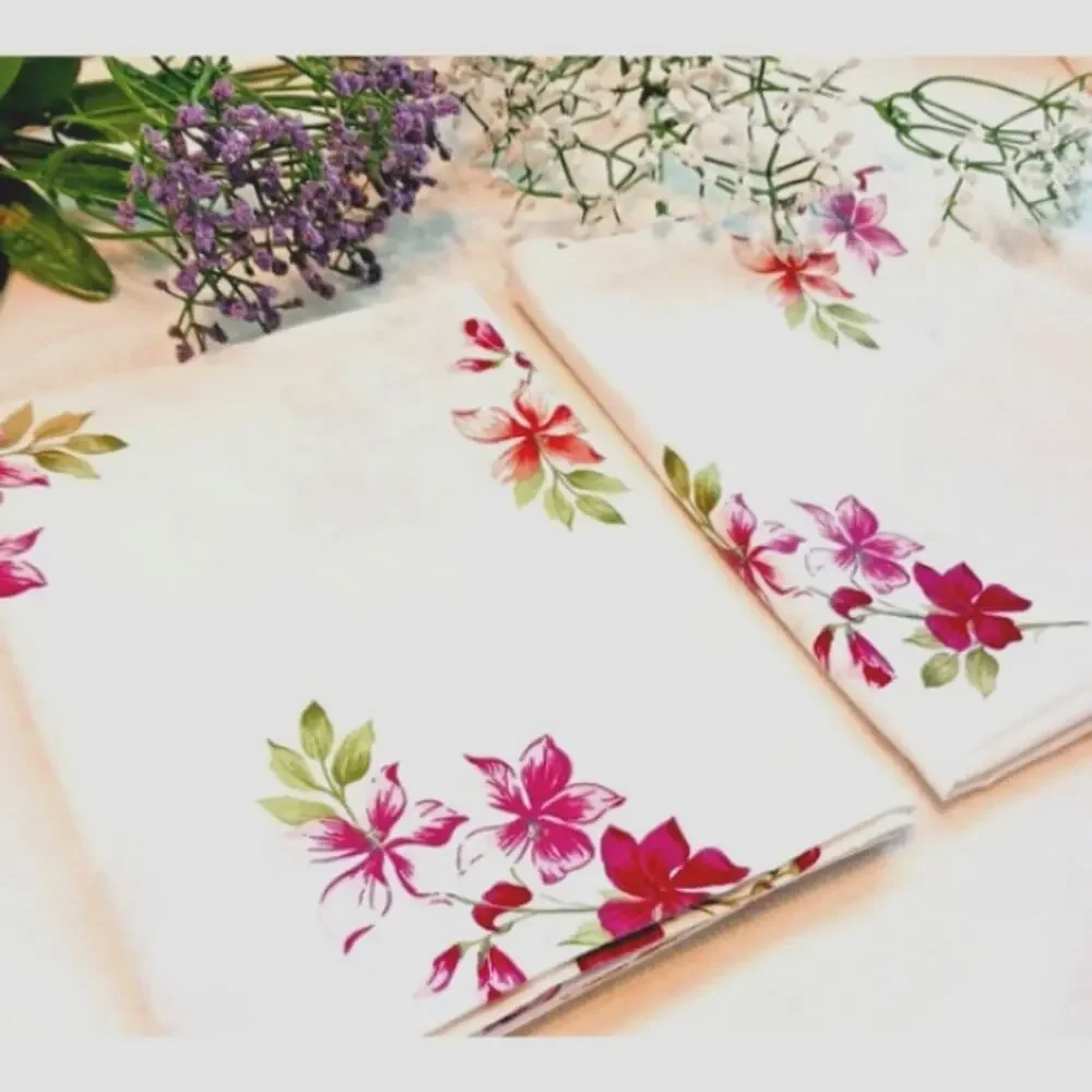 2 Bed‎ Pillow Cases Vintage Floral French Country VIOLETS Cottage Farm Romantic